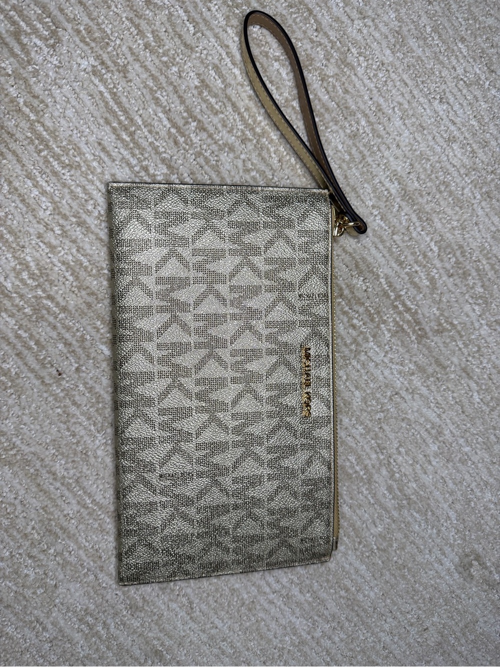 Michael Kors Metallic Gold Logo-Print Wristlet Clutch